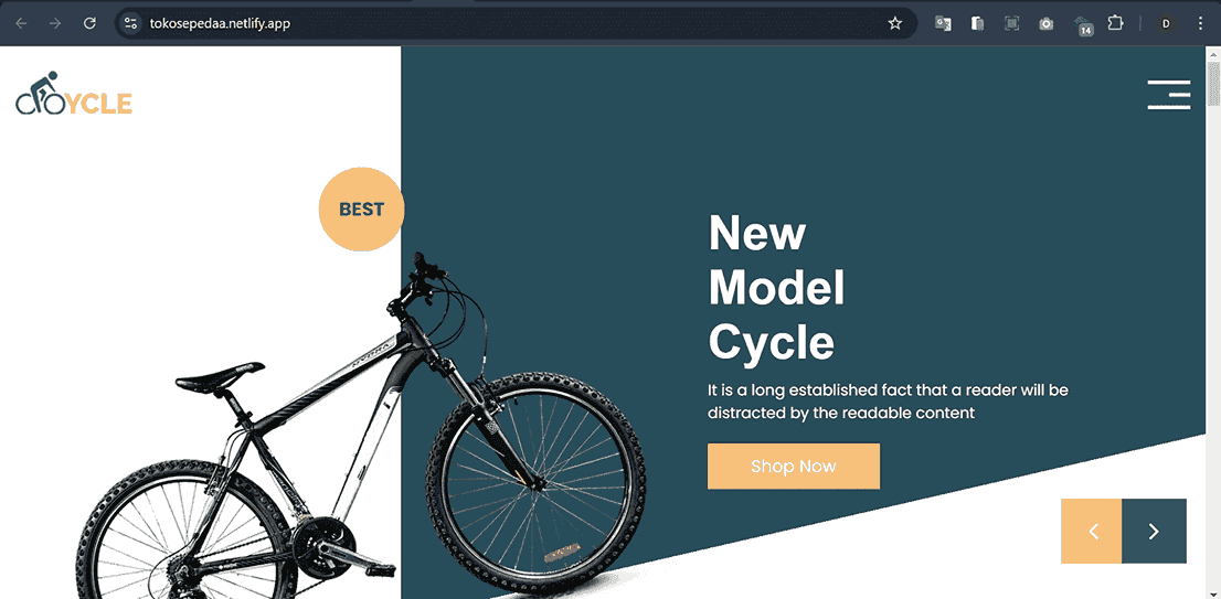 Bicycle Store - Landing Page