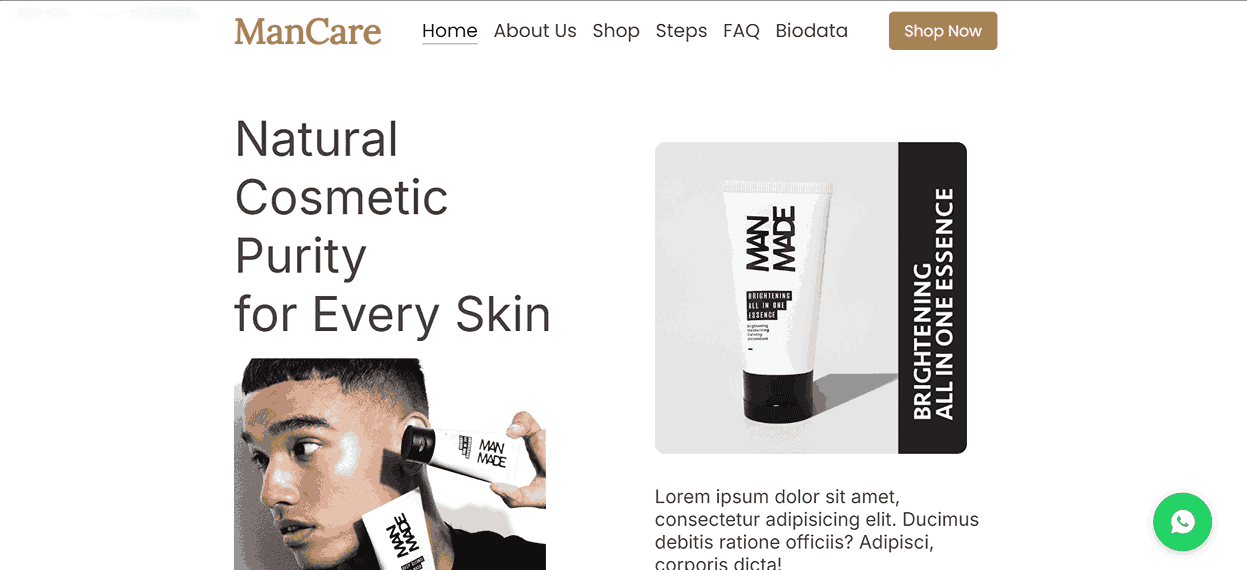Men's Skincare Store - E-Commerce